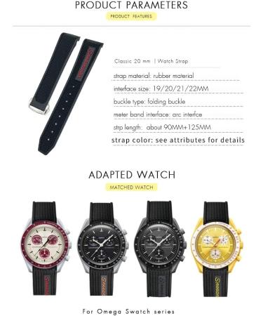 Buy TWRQA Silicone Wrap Bracelet for Omega Speedmaster 007 & Seamaster 300 - 18mm to 22mm - Unisex Black - Buy Online on GoSupps.com