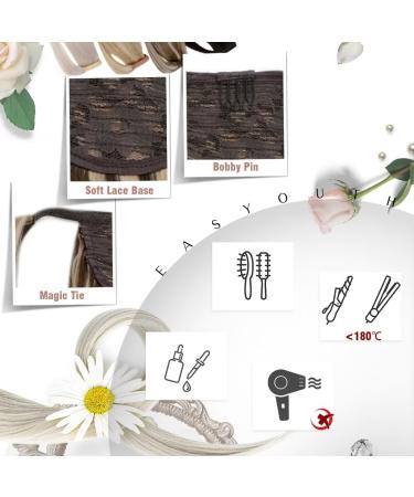 Easyouth Real Hair Highlight Ponytail Extensions - Medium Brown Mixed Honey Blonde - 20 Inch 80g - Clip in Human Hair - Long & Soft - 4-Pony #3P27(#4P27) - Buy Online on GoSupps.com