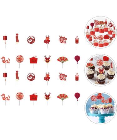 Alipis 24pcs Chinese New Year Cupcake Toppers 2024 Year of the Dragon Cake Toppers Cupcake Picks Spring Festival Cake Decoration Chinese New Year Party Decorations Supplies - Buy Online on GoSupps.com