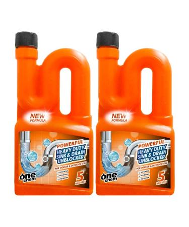 One Chem Heavy Duty Sink and Drain Unblocker 2 x 750ml - Powerful formula for indoor and outdoor use 750 ml (Pack of 2)