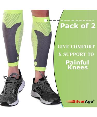 Buy SilverAge Calf Support Compression Sleeve for Men & Women | Relieve Shin Splints Varicose Veins Leg Pain | Stylish & Comfortable for Running Gym | Free 10Ml Oil - Buy Online on GoSupps.com
