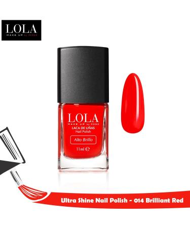 Lola Make Up by Perse Nail Polish Quick Dry Instant Gloss Ultra Long Lasting High Shine Finish Nail Paint for Women Vegan and Cruelty-Free Cosmetic Brilliant Red (014) 11ml - Buy Online on GoSupps.com