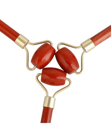 Rockcloud Natural Crystal Stone Roller Massager - Double Neck & Face Anti-Aging Tool | Red Jasper for Wrinkle Healing & Slimming Skincare - Buy Online on GoSupps.com