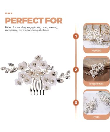 Housoutil Bridal Comb Wedding Hair Comb Hair Accessories for Girls Flower Hair Clip Wedding Ceremony Decorations Tiara White Pearl Bride Flower Head Color-preserving Copper Wire - Buy Online on GoSupps.com