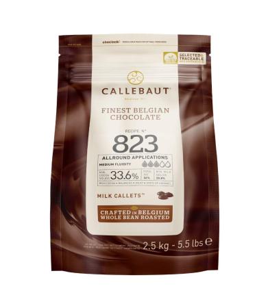 Belgian Milk Chocolate Baking Callets (Chips) - 33.6% - 1 bag, 5.5 lbs 5.5 Pound (Pack of 1)