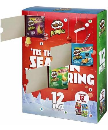 Pringles Advent Calendar 2023-12 Days Countdown Christmas Crisps Multipack Crisps Flavours Assorted Original Sour Salt & BBQ For Teens Kids Men Women - Contains 12 X 40G Pringle - Buy Online on GoSupps.com