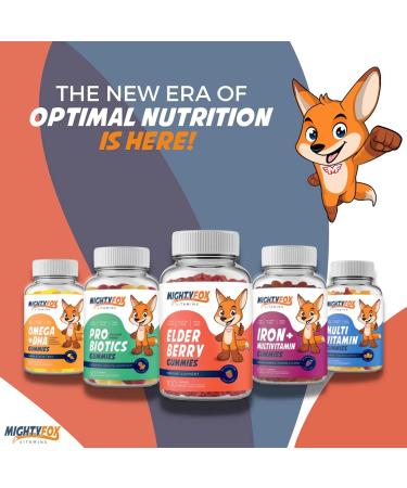 Mighty Fox Kids Elderberry Gummies with Sambucus, Echinacea, Propolis & Vitamin C - 100 Vegan Gummies, Raspberry Flavor - Buy Online on GoSupps.com