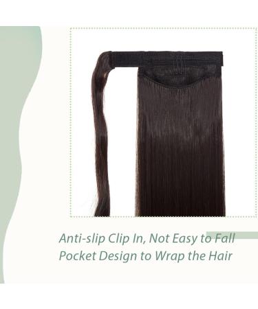 24 Inch Ombre Dark Brown Synthetic Wrap Around Ponytail Extension - Stylish Magic Paste Straight Hair Ponytail - Buy Online on GoSupps.com