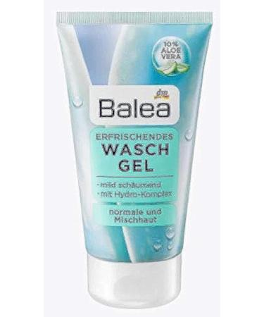 Balea Refreshing Wash Gel - Mild Foaming - With 10% Aloe Vera and Hydro-Complex - For Normal & Combination Skin - 150 ml