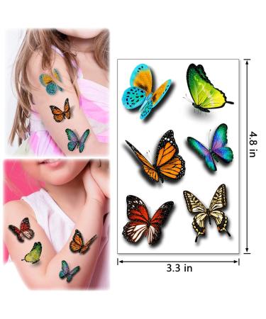 JCFIRE 3D Glitter Butterfly Temporary Tattoos - Birthday Party Supplies for Girls, Kids, Women - Fairy Decor and Butterfly Party Favors - Buy Online on GoSupps.com