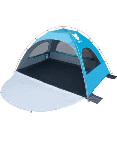 Night Cat Beach Tent Portable Camping Sun Shade Shelter for 2-4 Persons with UV Protection 3 Breathable Mesh Windows Extended Tent Floor Easy Set Up Outdoor Blue Single Layer for 2 Persons