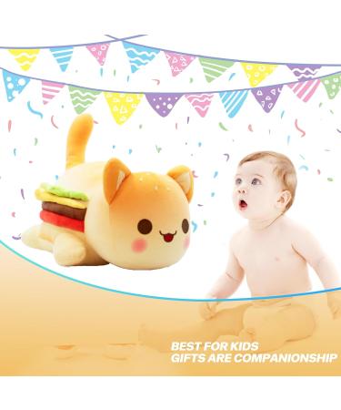 LAIBUY Hamburger Cat Plush Pillow - Soft Kawaii Anime Stuffed Animal Toy for Kids, Boys, Girls - Cute Hugging Pillow - Ideal Birthday & Christmas Gift (Orange) - Buy Online on GoSupps.com