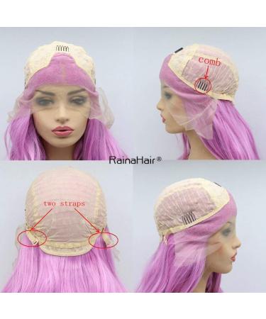 Long Wavy Purple Synthetic Lace Front Wig Heat-Resistant Lavender Wigs for Women Natural Side Part 61cm Dark Violet - Buy Online on GoSupps.com
