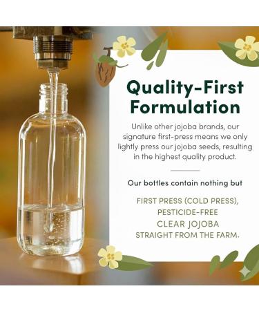 HobaCare Clear Jojoba Oil, Colorless, Odorless for Skin Care, Hair, Beard Conditioning, Scalp Massage - 100% Pure Carrier Oil for Perfume or Soap Making, Hexane-Free, Long Shelf Life (32 oz) - Buy Online on GoSupps.com