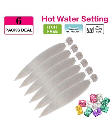 Xusuperb 30 Inch Pre Stretched Braiding Hair - Silver Gray Kanekalon Extensions (6 Packs) for Yaki Braids - Buy Online on GoSupps.com