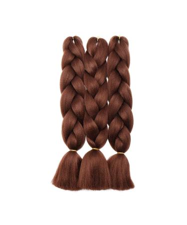 SEGO 24 Reddish Brown Braids Extensions | Crochet Hair Synthetic Kanekalon - 3 PCS Colorful Braiding Hair - Buy Online on GoSupps.com
