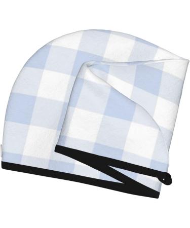 Blue Checkboard Microfiber Hair Towel - Ultra Soft & Absorbent Wrap for Long Curly & Thick Hair | Quick Dry Coral Velvet Cap for Women - Buy Online on GoSupps.com