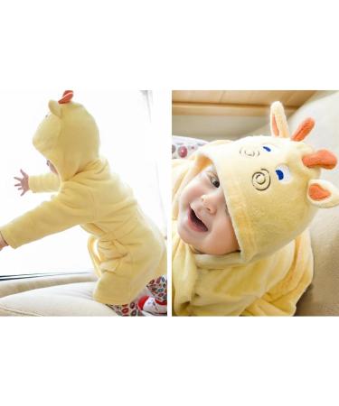 Feiliandajj Unisex Baby Toddler Fleece Bathrobe with Cute Animal Ears | Soft Hooded Terry Bathrobe for Boys & Girls (1-6 Years & 12-18 Months) - Orange - Buy Online on GoSupps.com