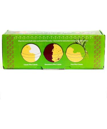 Gift Set of 3 x 100g Pina Colada Scent Bath Bombs - Spa Relaxation & Hydration - Perfect for Christmas Cocktails - Buy Online on GoSupps.com