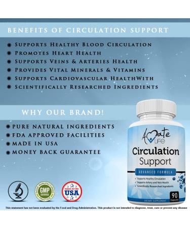 Arteries & Veins Health Support Supplement with L-Arginine & Ginger Root - Promotes Healthy Blood Circulation & Heart Health - 90 Capsules - Buy Online on GoSupps.com