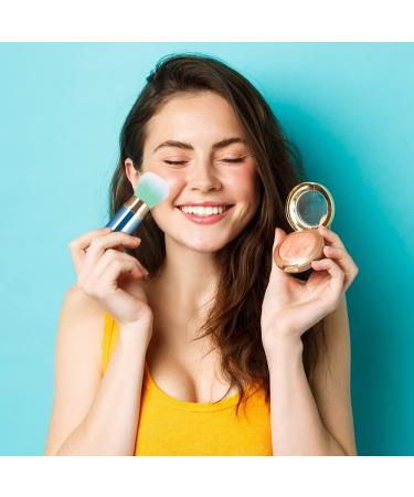 Retractable Telescopic Face Kabuki Brush - Blue | Portable Travel Makeup Brush for Powder, Foundation, Blush - Round Design - Buy Online on GoSupps.com