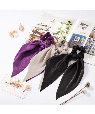 Chic 10Pcs Chiffon Hair Scarf Scrunchies for Women & Girls - Solid Colors & Dots - Buy Online on GoSupps.com