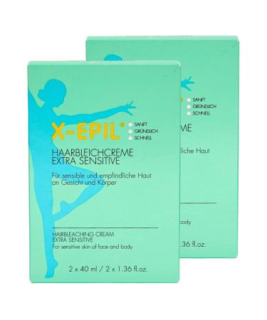 X-EPIL Hair Bleaching Extra Sensitive 2x40ml | Gentle & Fast Bleaching Cream for Face & Body | Ideal for Sensitive Skin | Savings Set & Giveaway - Buy Online on GoSupps.com