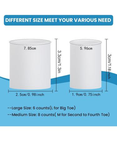 Toe Protection Silicone - 14PCS Gel Caps for Bubbles Chicken Eyes & Hammer Toes | Friction Pain Relief | Size L (3 Pairs) & M (4 Pairs) - White - Buy Online on GoSupps.com