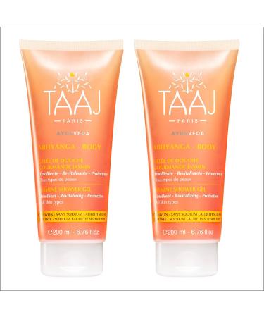 TAAJ TAAJ | Jasmine Abhyanga Shower Gel | Antioxidant Action | With Jasmine and Gotu Kola | Melting Gel Texture | Made in France | Vegan | Cruelty-Free | Pack of 2 x 200 ml