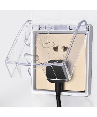 1 Pcs UK Socket Cover Box for Baby Pet Safety 86 Type Self-Adhesive Plug Socket Cover Electrical Outlet Plug Cover Box with Waterproof Splashes Home Safety Wall Switch Protector Cover Transparent