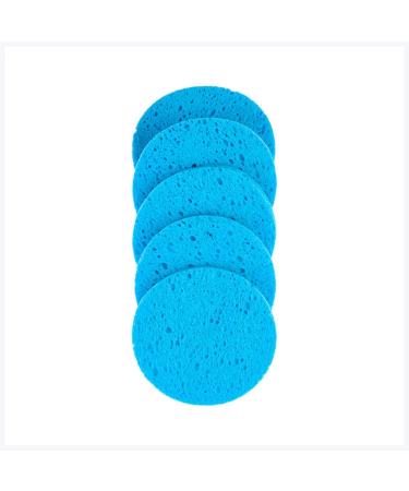 Powder puff 10PC 6/7/8/9cm Face Round Makeup Remover Puff Natural Wood Pulp Sponge Cellulose Compress Puff Washing Sponge Face powder puff (Size : 6cm-blue10pc)