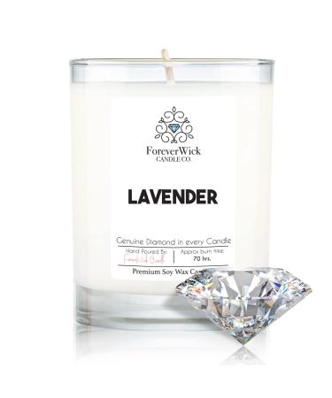 Lavender & Magnolia Surprise Candle with Diamond Inside | Foreverwick Candles | Scented Soy Candles Gifts for Women Aromatherapy Candle Wax | Romance Candles All-Natural Organic Soy Candle 14oz | 70h