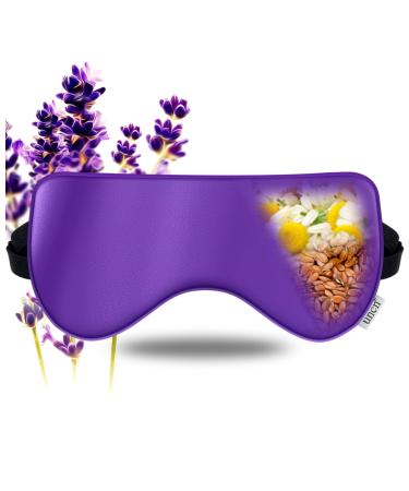 Weighted Sleep mask Heated Silk Eye mask Lavender Pillow Moist Eye Compress for Pink Puffy Eyes Blepharits Migraine Sinus Pain Microwave Eyeshade Blindfold for Sleeping Washable Purple