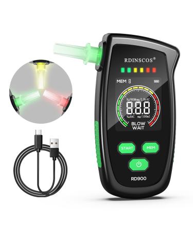 Breathalyzer Personal Breathalyzers Home Portable Drinks Pocket Alcohol Breath Tester with 5Mouthpieces (Green)