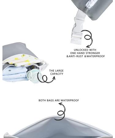 Yakuss Wet Dry Bag for Baby Cloth Diapers Waterproof, Reusable, Two Zippered Pockets, Stroller Strap Travel, Beach, Pool, Gym Bag Grey - Buy Online on GoSupps.com