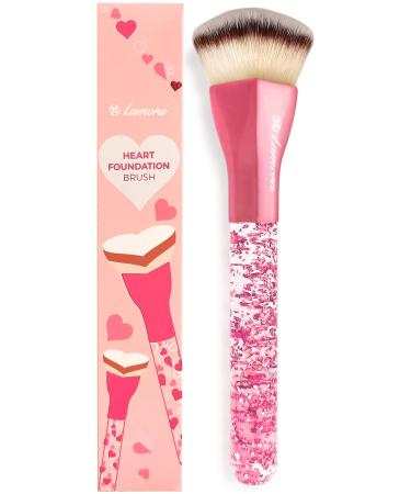 Blending Liquid Makeup Foundation Brush - Face Brush Highlighter Brush Contour Kabuki Brush - Perfect For Mineral Cream Powder Bronzer Blush Highlighter - Pro Quality Synthetic Bristles Pink (Heart)