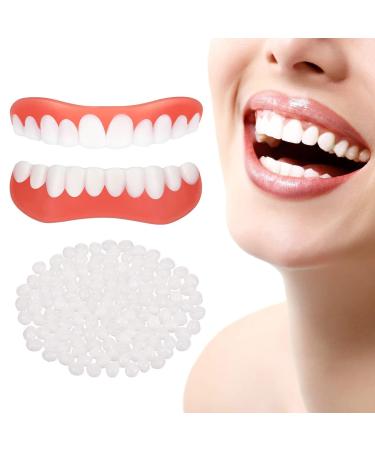 Wttfc Smile veneers instant veneers dentures 4 pairs of cosmetic veneers teeth fake teeth veneers clipin veneers teeth upper and lower false teeth veneers click dentures
