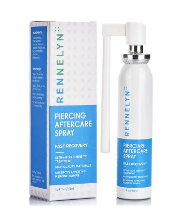 Rennelyn Piercing Aftercare Spray Piercing Cleaning Solution to Shrink Piercing Bumps and Heal New Stretched Piercings Soothing Mist 40ml