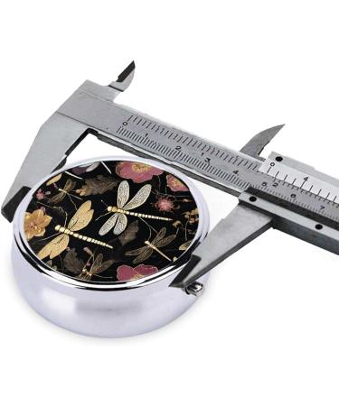 Dragonflies Grey Printed Mini Round Pill Box | 3 Compartment Travel Pill Organizer | Portable Medicine Case for Home & Office - Buy Online on GoSupps.com