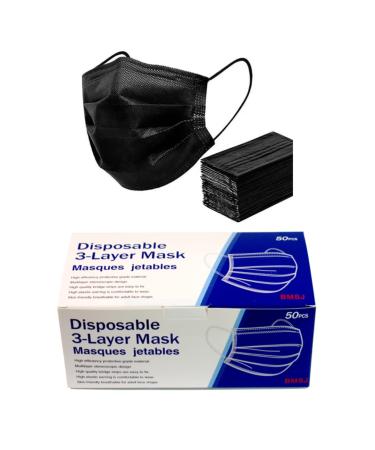 50PCS- Adult Men and women comfortable Disposable facemask black