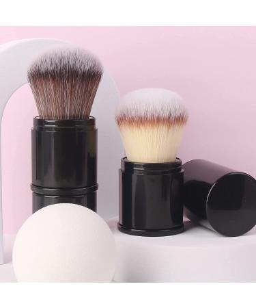 ENZO KEN Mini Retractable Makeup Brush - Small Kabuki Travel Blush Cosmetic Powder Brush with Dustproof Lid (Black/Walnut) - Buy Online on GoSupps.com