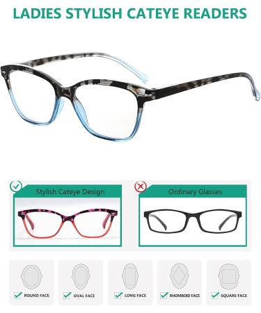 Eyekepper 5 Pack Cat-Eye Reading Glasses for Women - Stylish Tortoise +1.75 Strength Readers - International Shipping Available - Buy Online on GoSupps.com
