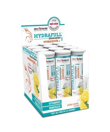 HYDRAFULL ELECTROLYTES - Balanced Hydration and Remineralization Sugar Free with Vitamins and Essential Minerals - To Maintain Optimal Hydration Levels - Lemon Display 12 Units