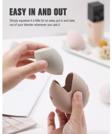 FERYES Silicone Makeup Sponge Holder - 2 PCS Travel Beauty Blender Case in Khaki & Black - Ideal for International Shipping - Buy Online on GoSupps.com