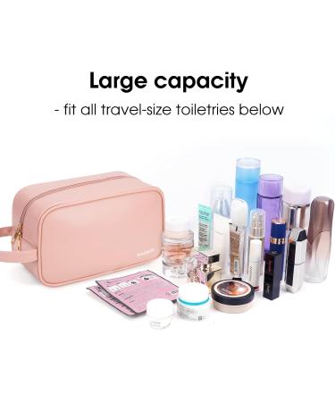 Vegan Leather Travel Toiletry Wash Bag for Women - Dopp Kit Makeup Organizer - Pink - Buy Online on GoSupps.com