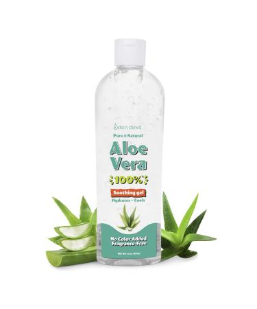 Eden Dews Organic Aloe Vera Gel 100% Pure Moisturizing Face Skin & Hair Care Hydrating & Soothing for Dry Skin Made in USA Unscented 16 oz
