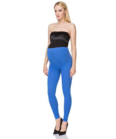 SOFTSAIL Maternity Leggings Pregnancy Pants Cotton Trousers with Belly Support Over Bump High Waisted Stretchy Soft Women Maternity Clothes Pregnancy Wear 12 Royal Blue