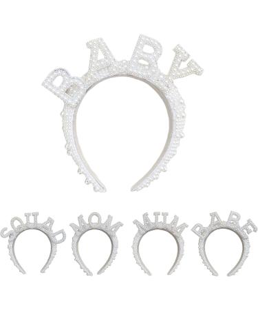 amangul Full Pearls New Mom Headband Hair Hoop Baby Shower Party Decorations Shinning Bead Headband for Baptism(Baby) - Buy Online on GoSupps.com