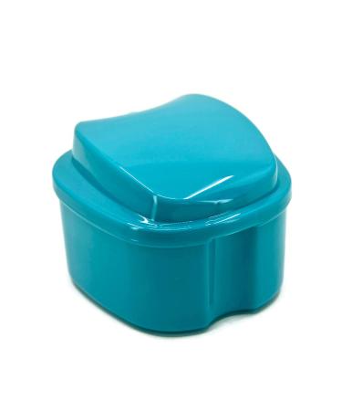 Genco Dental Denture Case - Denture Box with Strainer - Night Cleaner Bath for Retainer, Mouthguard, False Teeth - Teal - Buy Online on GoSupps.com