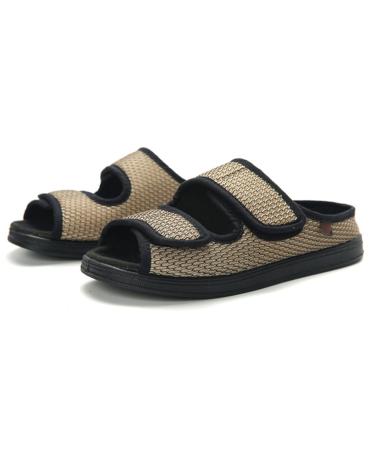 MisFun Diabetic Shoes for Women Lightweight Toe Open Unisex Diabetic Shoes Breathable Shoe Body Adjustable Closed Toe Swollen Feet Slippers 9 Khaki